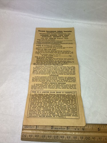 Vintage 1954-55 High School Athletic Plan Coverage Marinette WI Wis Wisconsin - Picture 1 of 7