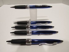 LOT OF 5 TERZETTI POINTER METAL BALLPOINT PENS-BLUE RUBBERIZED GRIP