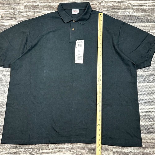Hanes Stedman Mens sz 3X Preshrunk 100% Cotton Short Sleeve Black Polo Shirt NWT - Picture 5 of 6