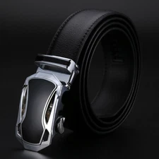 Fashion Men's Leather Belt Automatic Buckle Belts Ratchet Strap Jeans Dress Gift