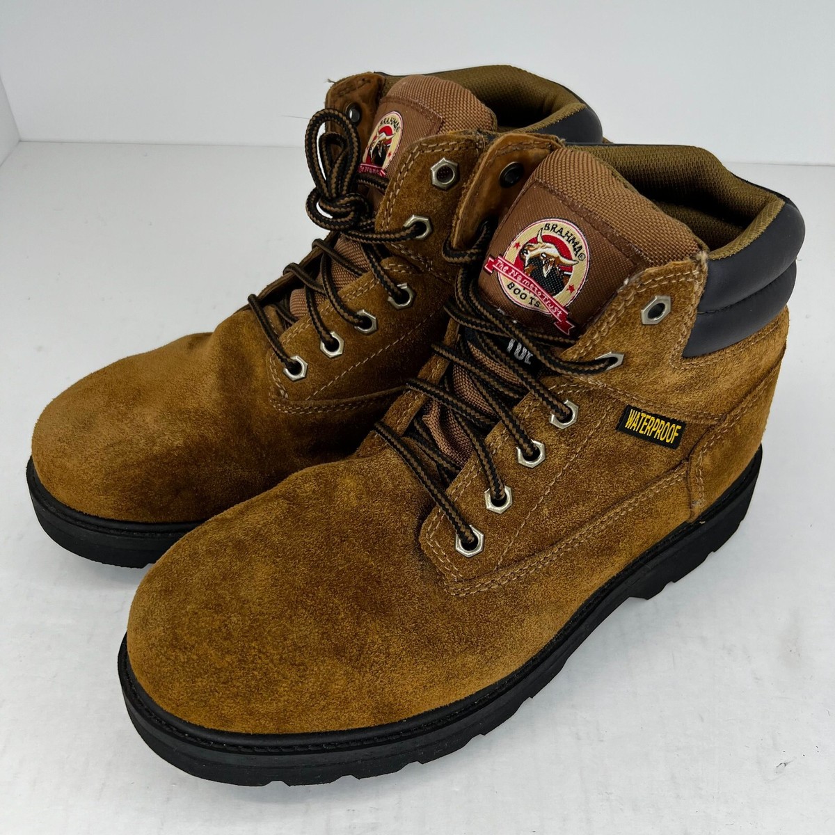 Brahma Mens 28800794 Brown Bravo Waterproof Steel Toe Suede Size