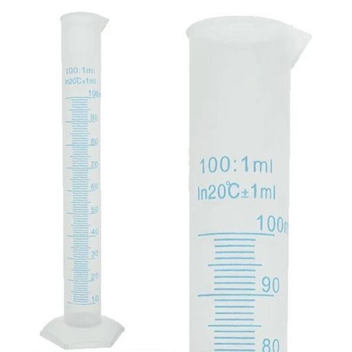 2PCS PLASTIC MEASURING CYLINDER 100ML GRADUATED CHEMICAL LABORATORY TEST TUBE - Picture 3 of 3