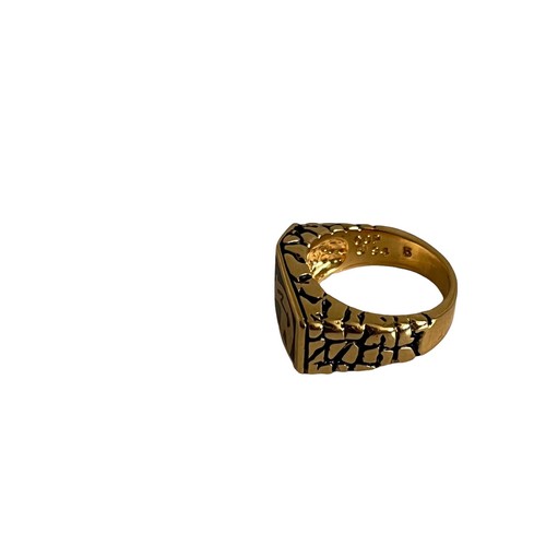 Vtg COP 94 Castings on Parade Turquoise Bear Inlay Ring Goldtone Southwest Sz 5 - Picture 7 of 8
