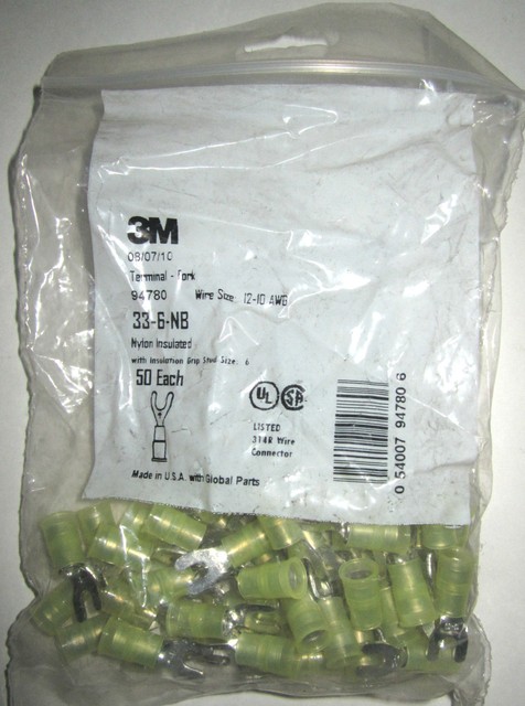 12-10 Ga # 6 Hook Terminal Insulated Nylon-50Pack