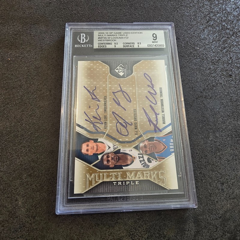 2009-10 SP Game Used Multi Marks Triple Auto Kevin Love Westbrook BGS 9