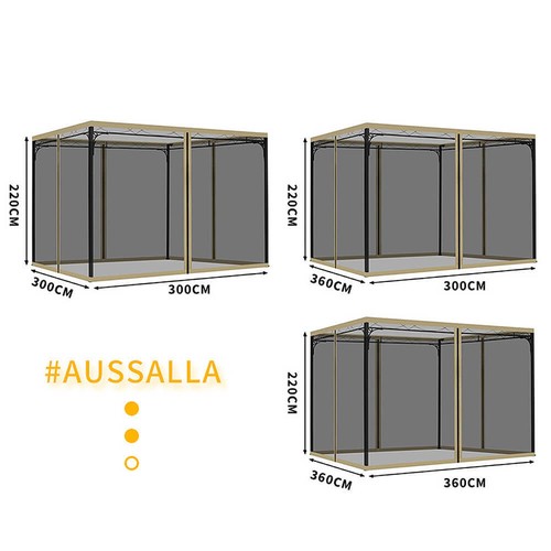 3x3m-Faltpavillon Wasserdicht UV-Schutz mit 4 Moskitonetzen für Garten Camping - Bild 12 von 33