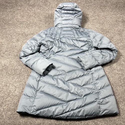 Marmot Coat Womens Large Blue 700 Fill Down Hooded Jacket Parka Faux Fur Trim - Picture 21 of 21
