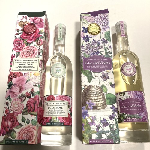 royal Rose Lilac Foaming Bubble Bath Michel Design Works 12.7Oz Glass Bottle TWO - Picture 5 of 5