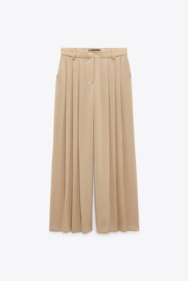 パンツ zara wide slacks ZARA NEW WOMAN HIGH WAIST PLEATED WIDE-LEG TROUSERS PANT