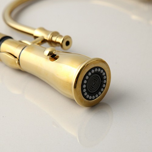 Rubinetto Lavello Cucina Estraibile Oro Girevole Spray Un Foro Miscelatore Decorazione Ceramica Rubinetto - Foto 6 di 8