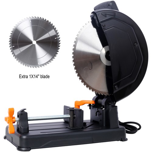 15A Heavy Duty 14"Metal Cutting Chop Saw 2x14 Inch Carbide-Tipped Blade Premium - Picture 3 of 22