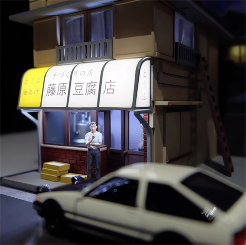 1:64 Scale Fujiwara Tofu Shop Car LED Unassembled Model Scene Gifts(No Dolls) - Picture 9 of 10