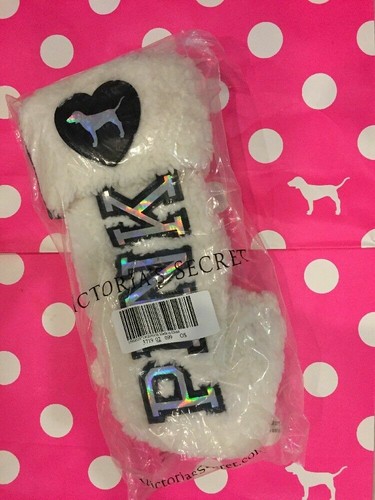 NWT Victoria's Secret PINK Christmas Stocking White or Black Sherpa- Super Cute! - Picture 12 of 14