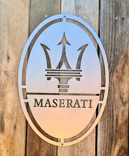 MASERATI Metal Sign - Wall Art - UK Made - Garage Sign - Dad Gift Hand Finished - Picture 5 of 7