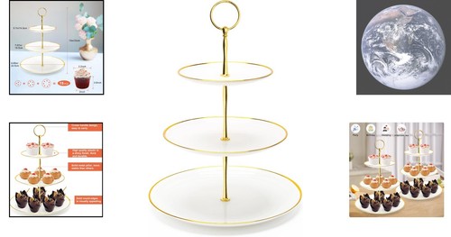 3 Tier Cupcake Stand - Elegant Design for Tea Party, Baby Shower & Wedding - Picture 2 of 9