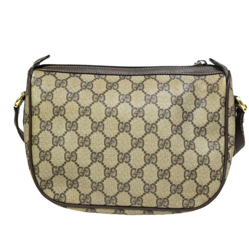 GUCCI Logo Sherry GG Pattern Shoulder Bag PVC Leather Brown GHW Italy 69YF403 - Picture 3 of 19