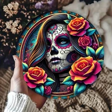 7.87" Day of Dead Sugar Skull Sign