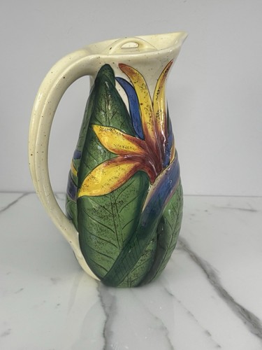 Birds Of Paradise Ceramic Cheese Tile + Pitcher - Picture 9 of 16