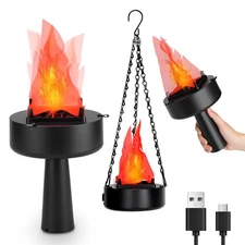 3D Fake Fire USB Rechargeable Fake Campfire,Portable LED Effect Light Fake Fl...