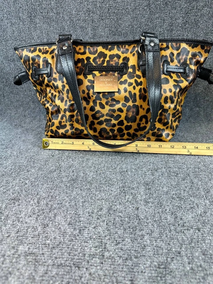 Dooney & Bourke Leopard Print Tote Shoulder Bag 1975 Logo Animal Pattern - Image 3 of 4