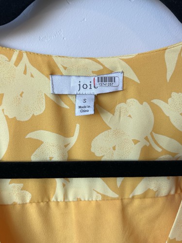 Joie Sz S Yellow Floral Amelian Wrap Dress Flutter Sleeves EUC $398 Summer - Picture 4 of 7