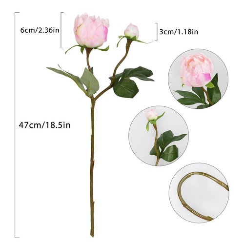 Flores artificiales peonías rosas 8 piezas peonías falsas flores de seda con tallos para... - Imagen 3 de 8