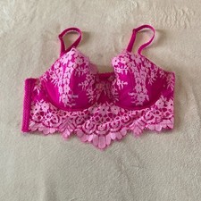 Victoria's Secret Dream Angels Lined Demi Bustier Women's 36C in Hot Pink Lace