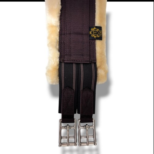 T Teke 50" Daily English Girth For Horse- Fleece Stainless Steel Buckles- Brown - Picture 3 of 7