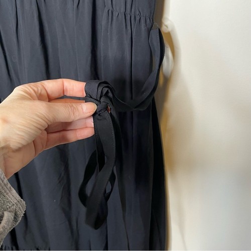 NWT OLD NAVY Maternity Ruffled Waist-Defined Tie-Belt Midi Dress Black Size XL - Picture 3 of 7