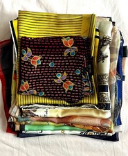 Lot of 8 Vintage Silk Scarves   100 Pure Silk   Rare Retro Headscarf Collection