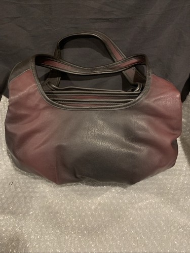 Simply Vera Vera Wang Satchel Bag Handbag Purse Ruched Two Tone Plum Color - Picture 2 of 13