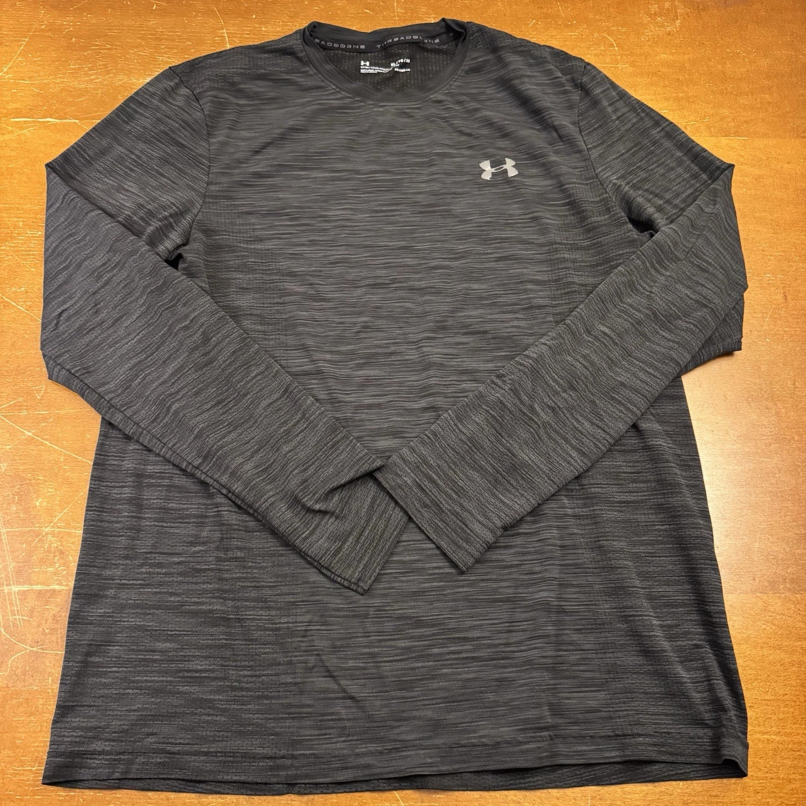 Under Armour Shirt Mens Extra Large Gray Fitted Heat Gear Long Sleeve Run