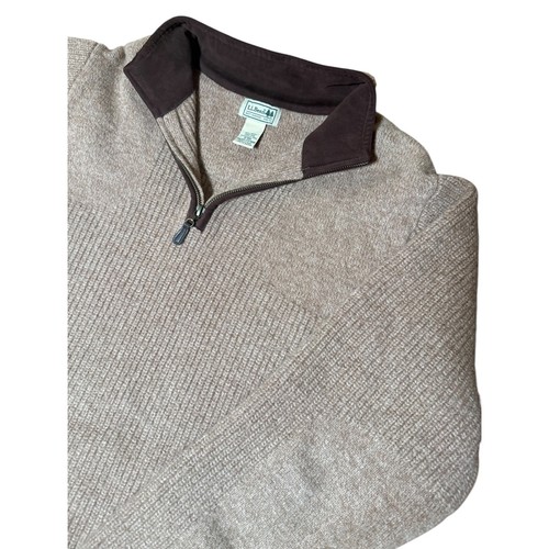 L.L.Bean 100% Merinowolle Quarter Zip Sweater Herren Medium Freizeitpullover