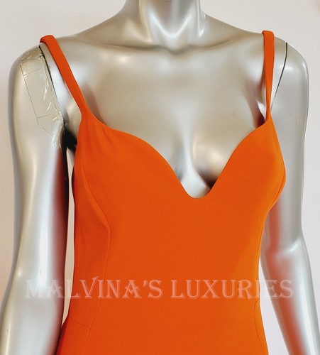STELLA MCCARTNEY GOWN FLUTED ORANGE CREPE SLIM w TRAIN DRESS $3,500 IT 40 US 4 - Picture 8 of 17
