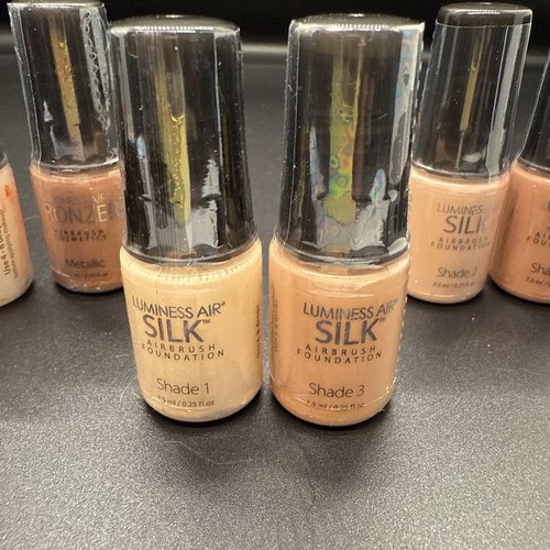 6 Luminess Airbrush Starter Makeup 0.25 oz Bottles Missing 2 Open Box - Picture 5 of 12
