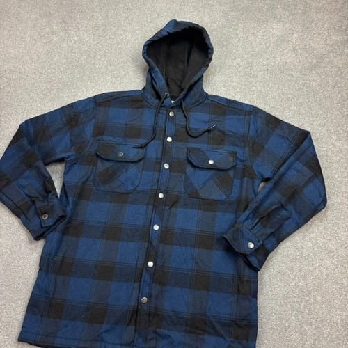 Dickies Jacket Adult Medium Blue Chore Work Wear Fleece Lined Hood Coat Men - Picture 2 of 9