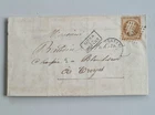 Old letter courier Troyes 1860 stamp 10c Napoleon 3 after departure!