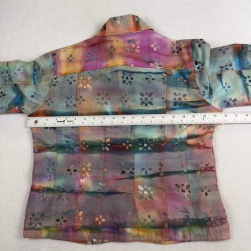 Chaqueta vintage ESTILO DE VIDA para mujer pequeña teñida a mano pintada artesanal única en su clase boho años 90 - Imagen 12 de 21