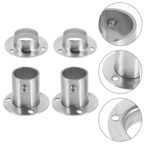 4Pcs Stainless Steel Shower Curtain Rod Holder Closet Rod Bracket Flange Base - Bild 6 von 12