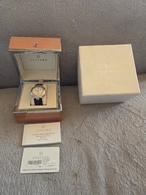 Concord La Scala Chronograph 38mm Mens Quartz Watch 14.C5.1891 W/Box Alligator