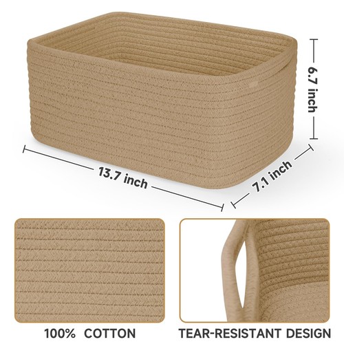 3-Pack Storage Baskets for Organizing | Woven Shelf Toy Basket | Rope Baskets... - Picture 3 of 7