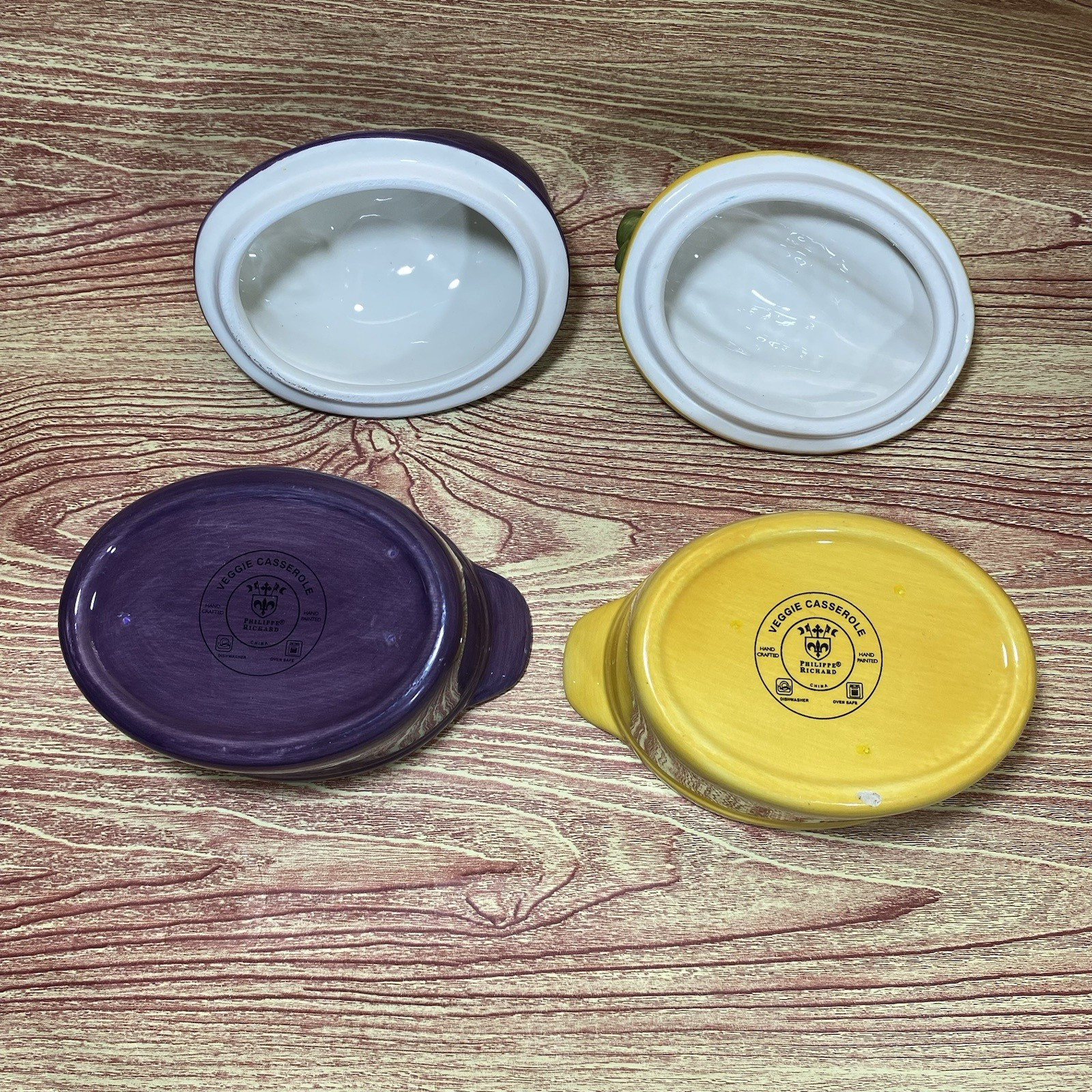 Philippe Richard Vintage Single Serve Ceramic Casserole Dish Eggplant Corn Set