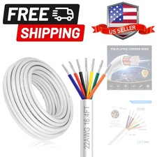 22 Gauge 7 Conductor Electrical Wire, 16.4FT White Stranded Low Voltage 22/7 ...