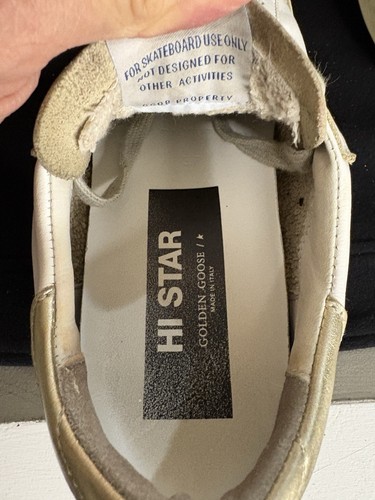 Zapatillas bajas Golden Goose Hi Star GGDB Italia blancas y doradas talla 37 - Imagen 8 de 10