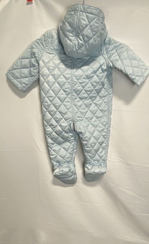 Burberry Baby Blue Diamond Quilted Hooded Outerwear Snowsuit Size 6 12 Months - Picture 2 of 7
