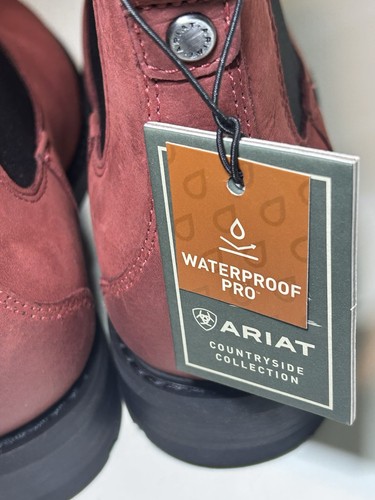 Bota impermeable ARIAT para mujer talla 7,5 Wexford H2O palo de rosa cuero Chelsea pull up - Imagen 14 de 14