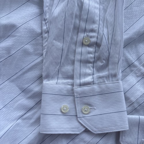 Men's Albert Nippon Long Sleeve Shirt Size 16 White Striped VTG Dead-stock NWT - Picture 5 of 6