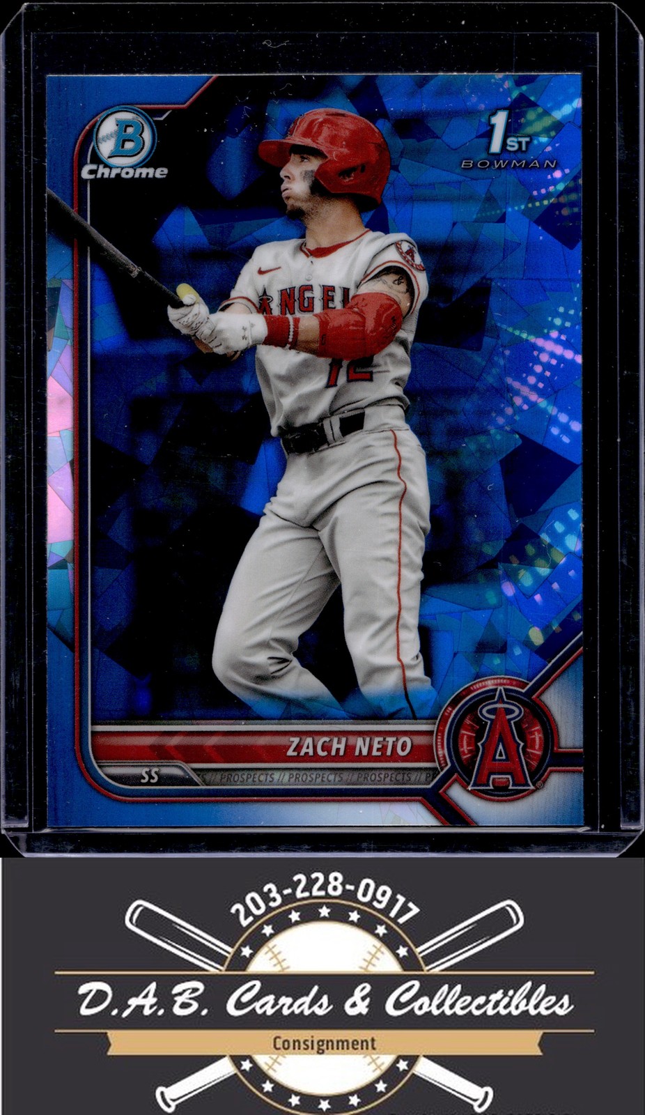 2022 Bowman Draft SAPPHIRE #BDC-18 Zach Neto Chrome Refractor Angels J15