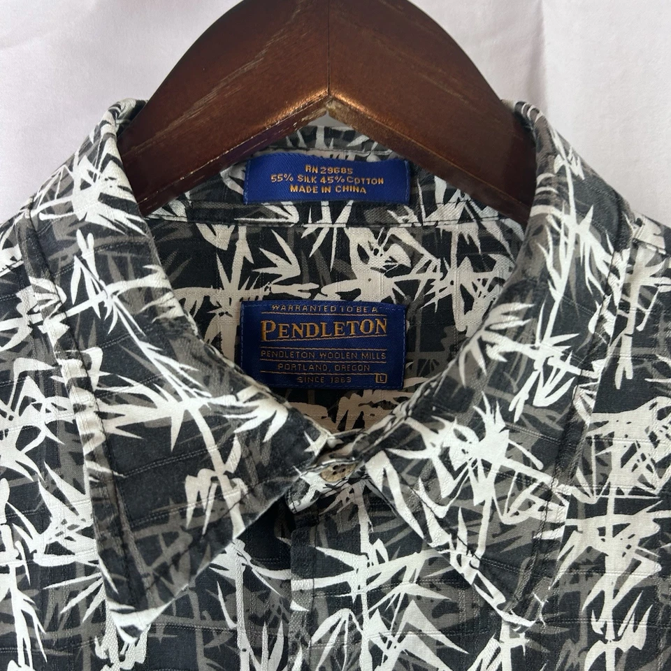 Camisa Pendelton Hombres Grande Bolsillo Botón Frontal Palma Estampado Aire Libre Vacaciones Viaje Foto 3 de 4
