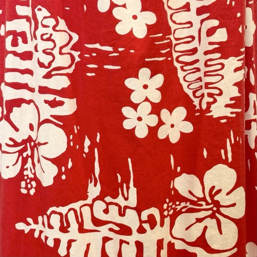 Maxi abito slip vintage Ui-MaiKai autentico stampa floreale hawaiana rosso bianco - Foto 7 di 10